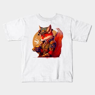 Fox drink coffee Kids T-Shirt